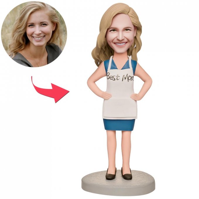 Mom in Apron Custom Bobblehead with Engraved Text