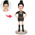 Mom in Black Custom Bobblehead with Engraved Text