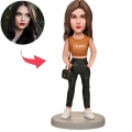 Mom with Black Bag Custom Bobblehead with Engraved Text