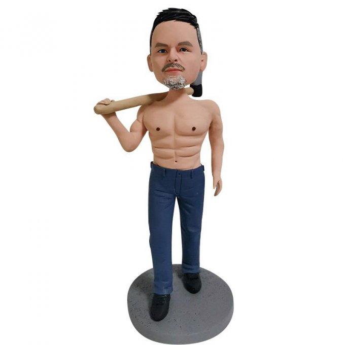 Muscled Man With Axe Custom Bobblehead