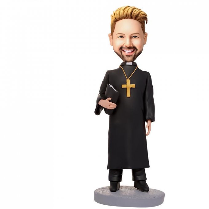 Pastor Custom Bobblehead With Engraved Text