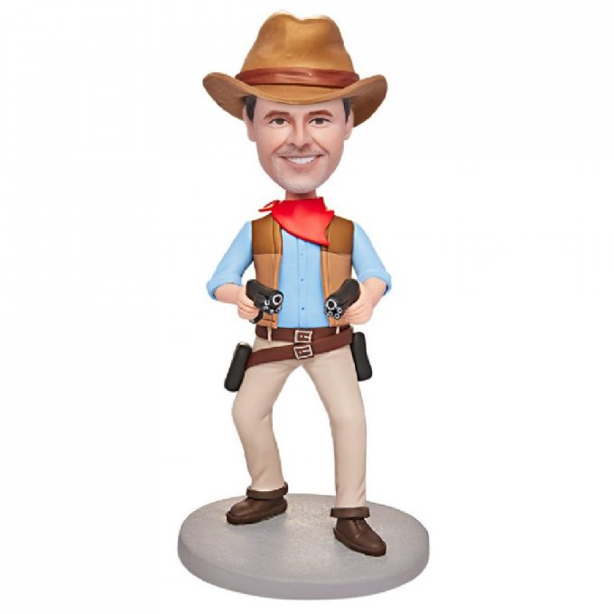 Personalized West Cowboy Custom Bobblehead with Engraved Text