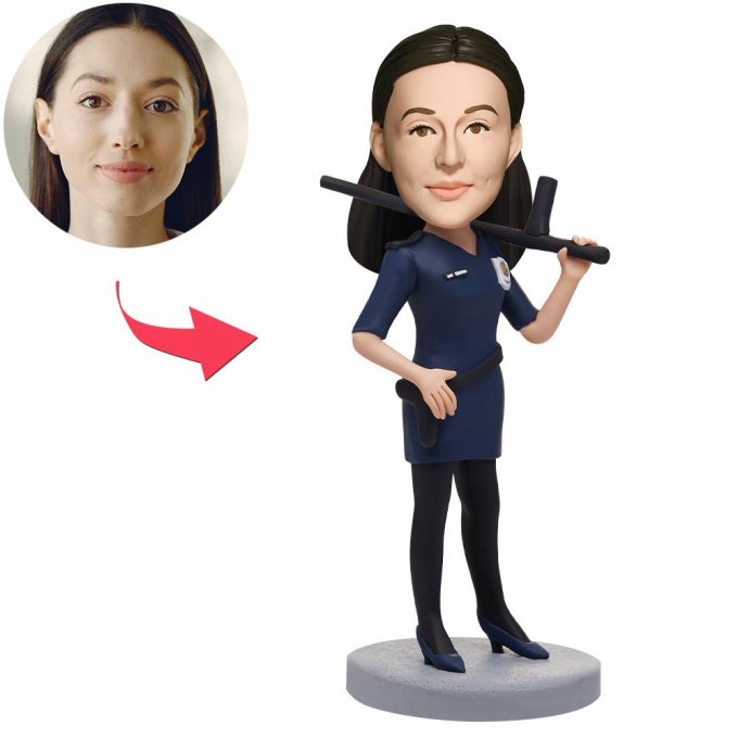 Police-female Custom Bobblehead With Engraved Text