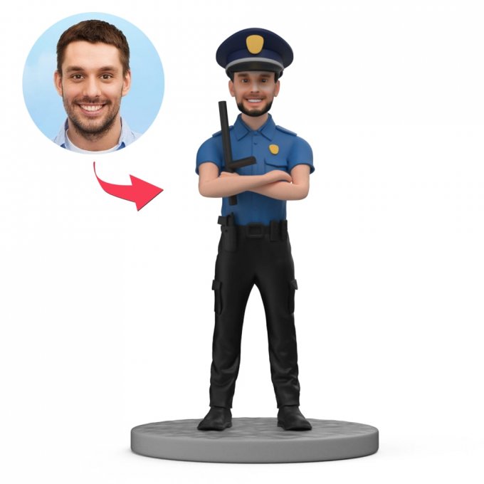 Policeman With Baton Custom Bobblehead With Text