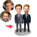 Same-sex Male Couple Custom Bobblehead With Engraved Text