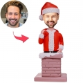 Santa In The Chimney Custom Bobblehead With Engraved Text