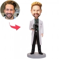 Scientist Holding A Microscope Custom Bobblehead With Engraved Text