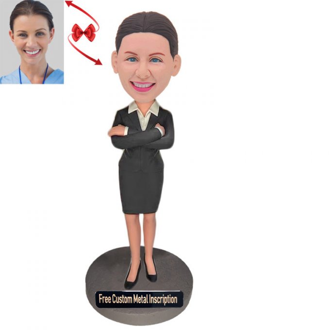 Secretary Custom Bobblehead with Free Metal Inscription