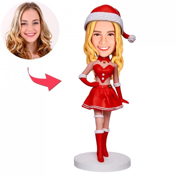 Sexy Christmas Girl Custom Bobblehead With Engraved Text