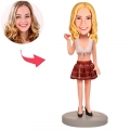 Sexy Skirt Girl Custom Bobblehead With Engraved Text