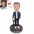 Skateboarding Man Custom Bobblehead with Free Metal Inscription