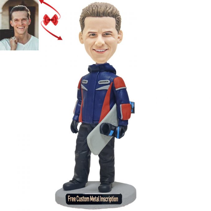 Skier Custom Bobblehead with Free Metal Inscription