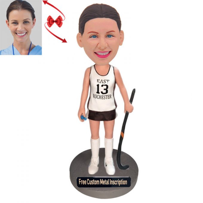 Sports Genius Girl Custom Bobblehead with Free Metal Inscription