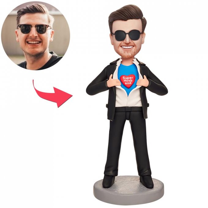 Super Husband Custom Bobblehead With Engraved Text