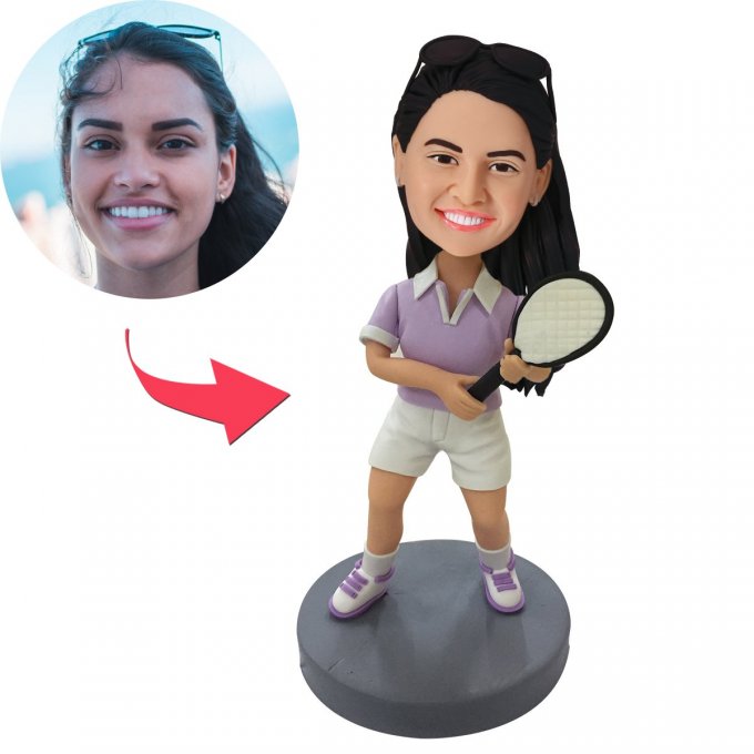 Tennis Player Custom Bobblehead With Engraved Text