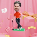 Valentine's Day For Him Custom Bobblehead Golf Course Man With Engraved Text