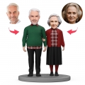 Valentine's Day Gifts for Couple Custom Bobble Head Elderly Couple Wearing Christmas Costumes