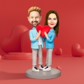 Valentine's Day/Anniversary Gift Couple Custom Bobblehead With Engraved Text