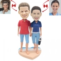 Walk On The Marine Beach Couple Custom Bobblehead