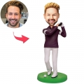 White Pants Golfer Man Custom Bobblehead With Engraved Text