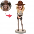 Woman Wearing Grey Stockings Custom Bobblehead With Engraved Text