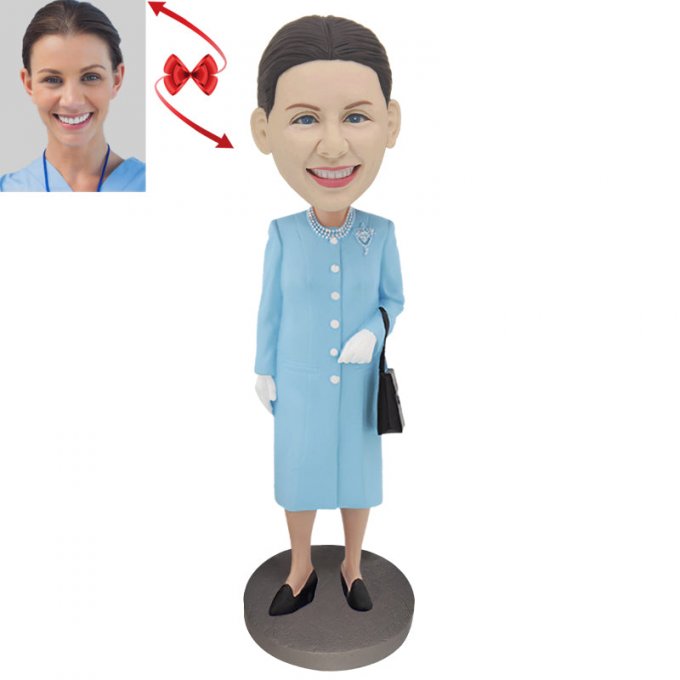 Women in Blue Dress Custom Bobblehead