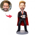 World's Best Boss Super Businessman Holding A Water Glass Custom Bobblehead With Engraved Text